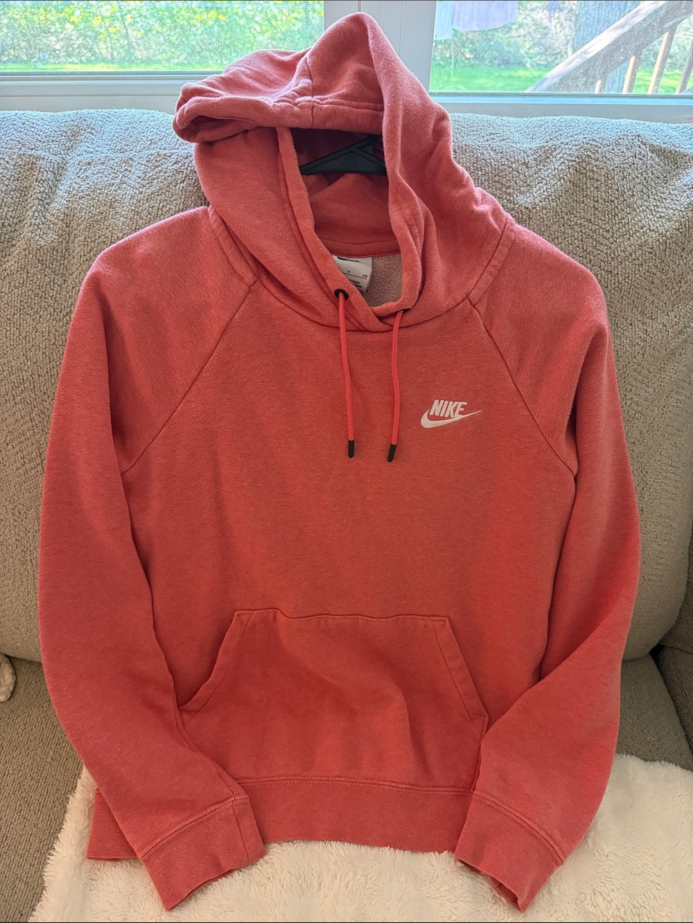 Nike Coral Pullover Hoodie with White Swoosh